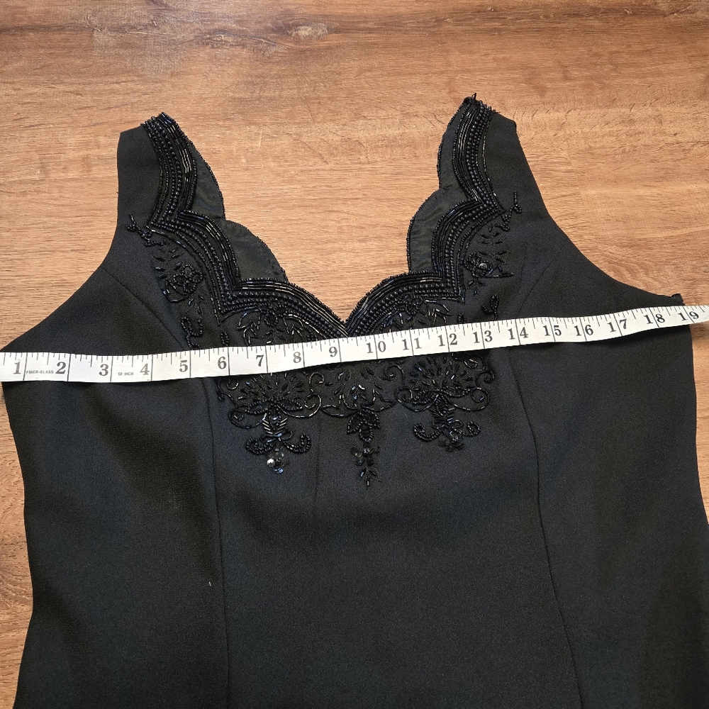 Vintage Laurence Kazar Black Dress with Elegant Bead Detailing Size 10 - Picture 5 of 6